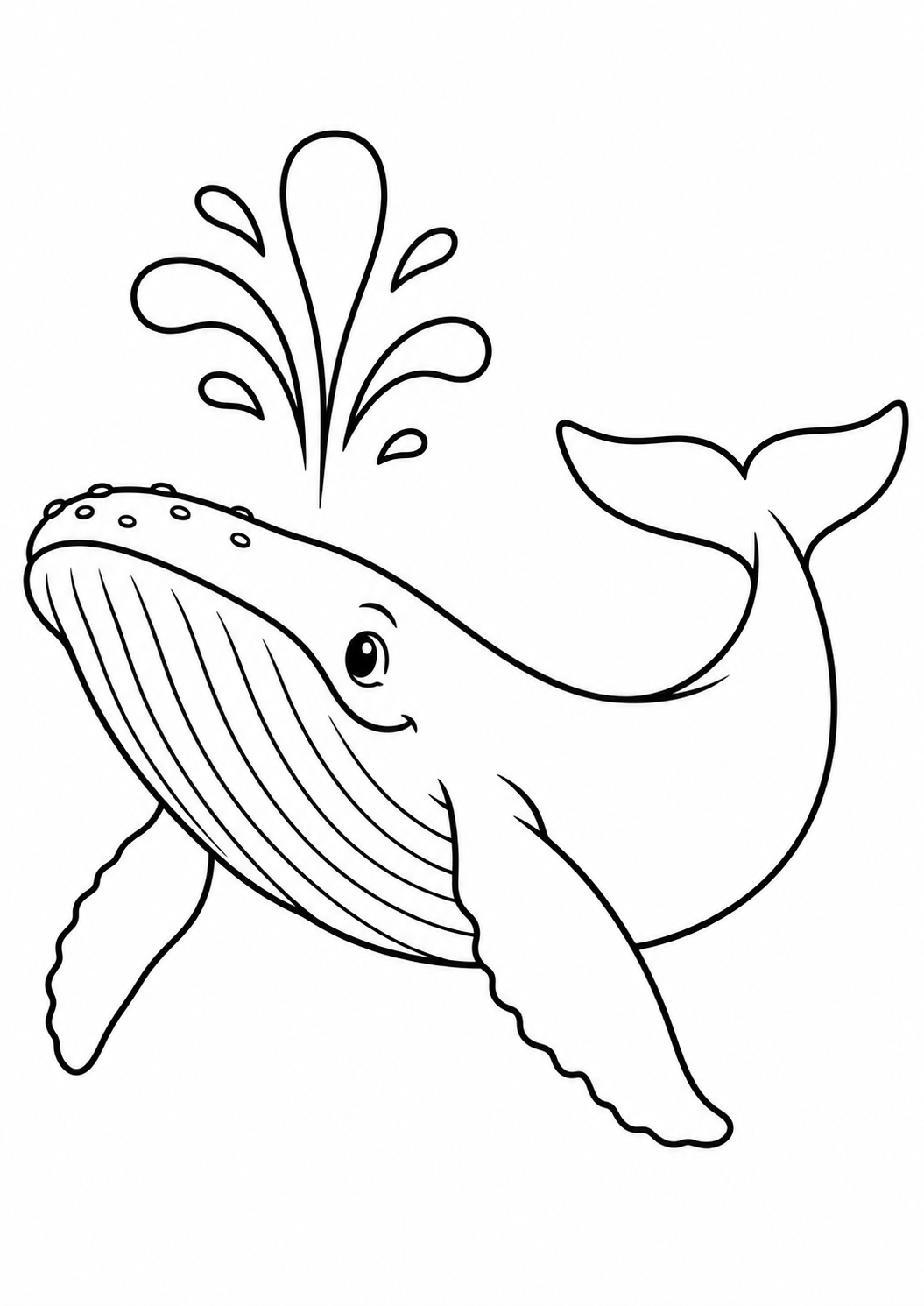 Baleine et jet d’eau : coloriage original à imprimer