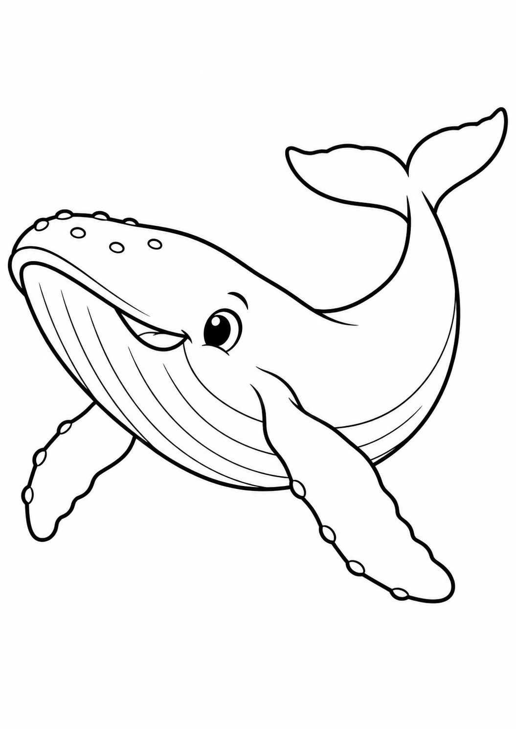 Bébé baleine souriant : coloriage original à imprimer