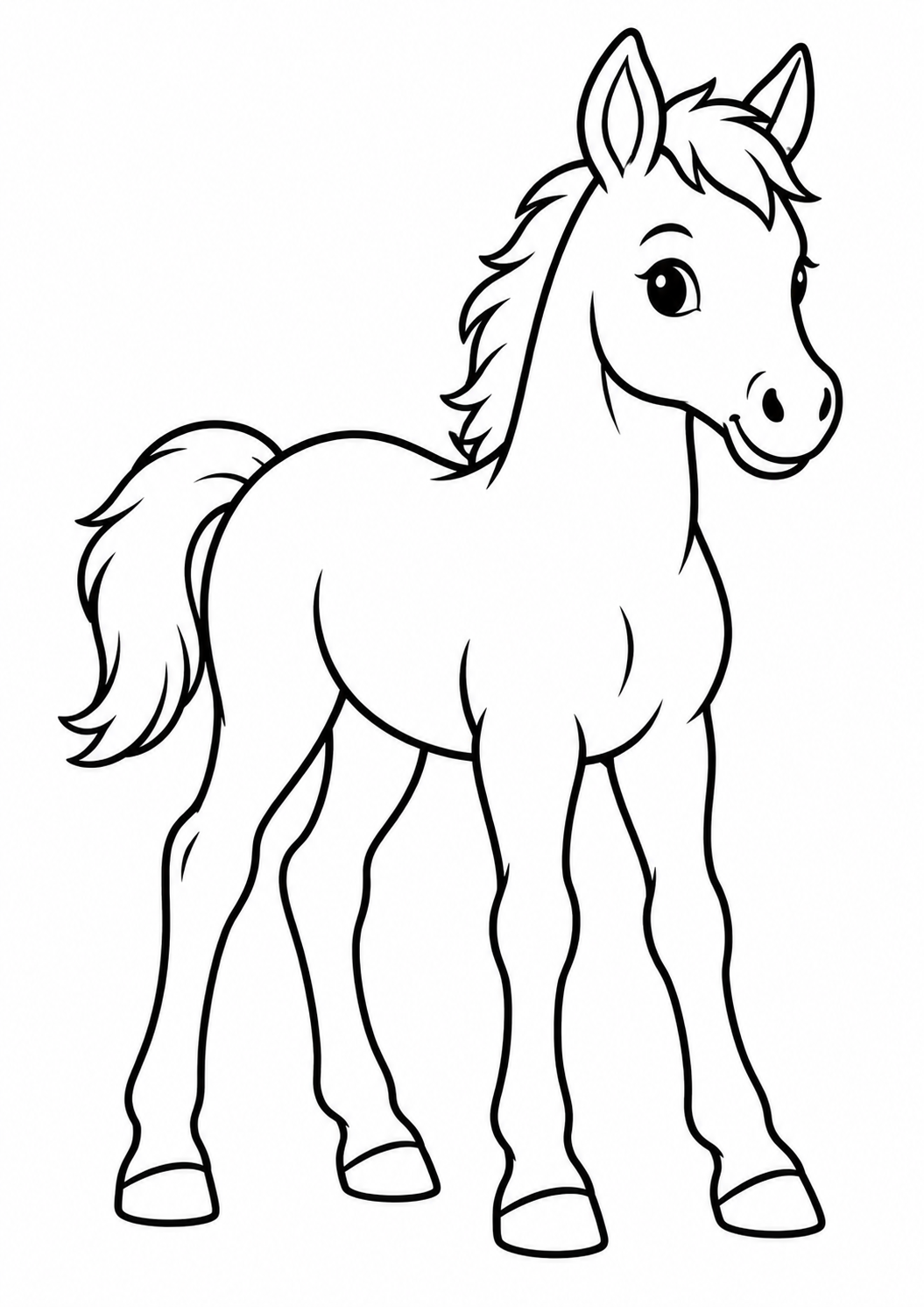 Poulain debout : coloriage original à imprimer