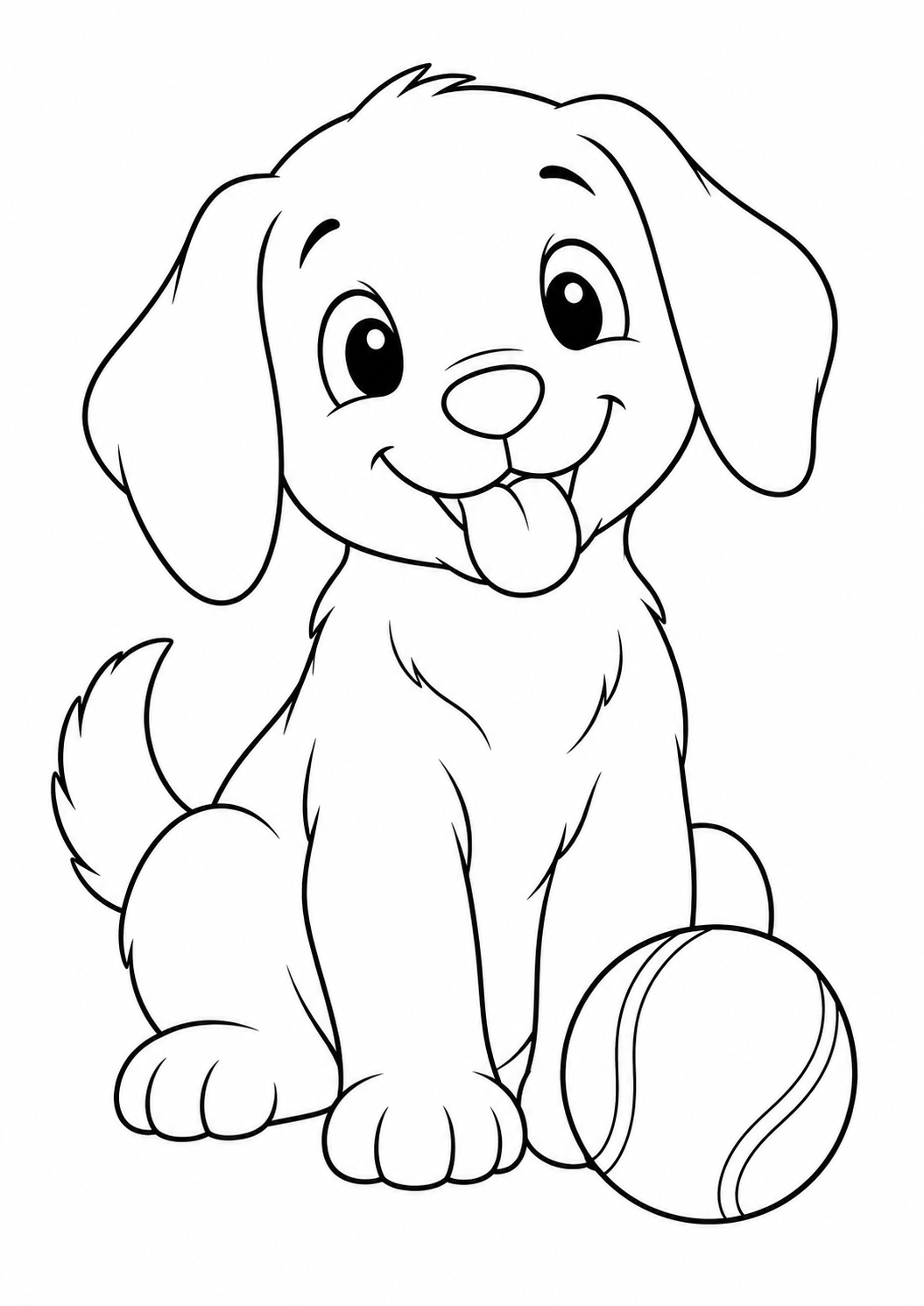 Chiot et son ballon : coloriage original à imprimer