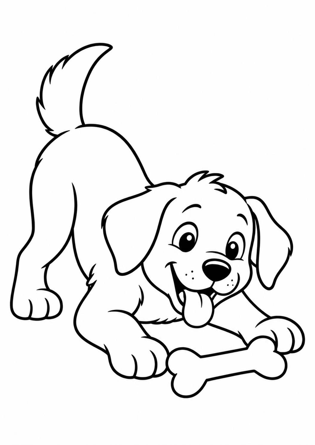 Chien avec un os : coloriage original à imprimer
