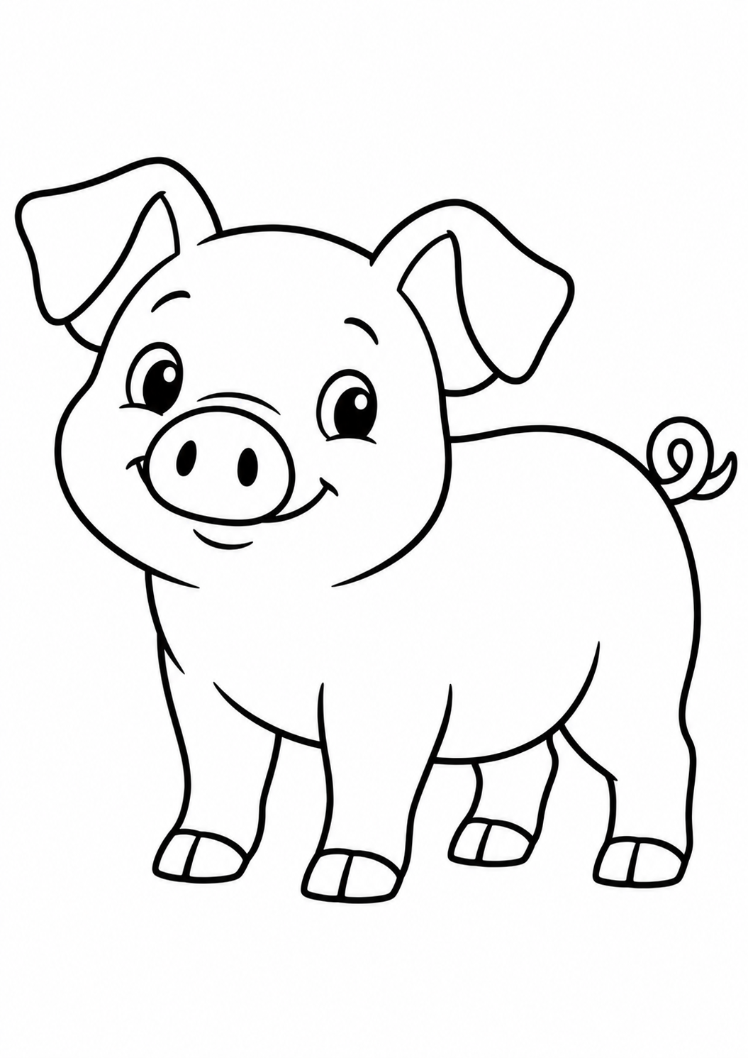 Petit cochon debout : coloriage original à imprimer