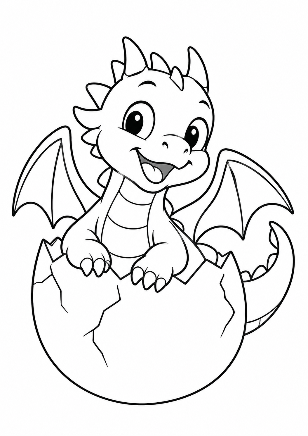 Bébé dragon dans son œuf : coloriage original à imprimer