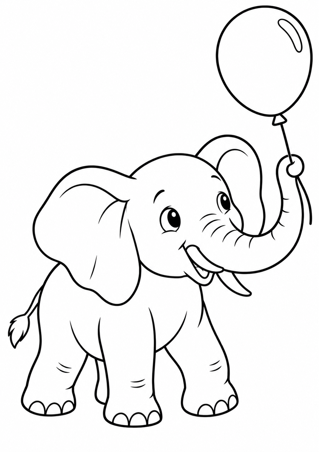 Éléphanteau et ballon : coloriage original à imprimer