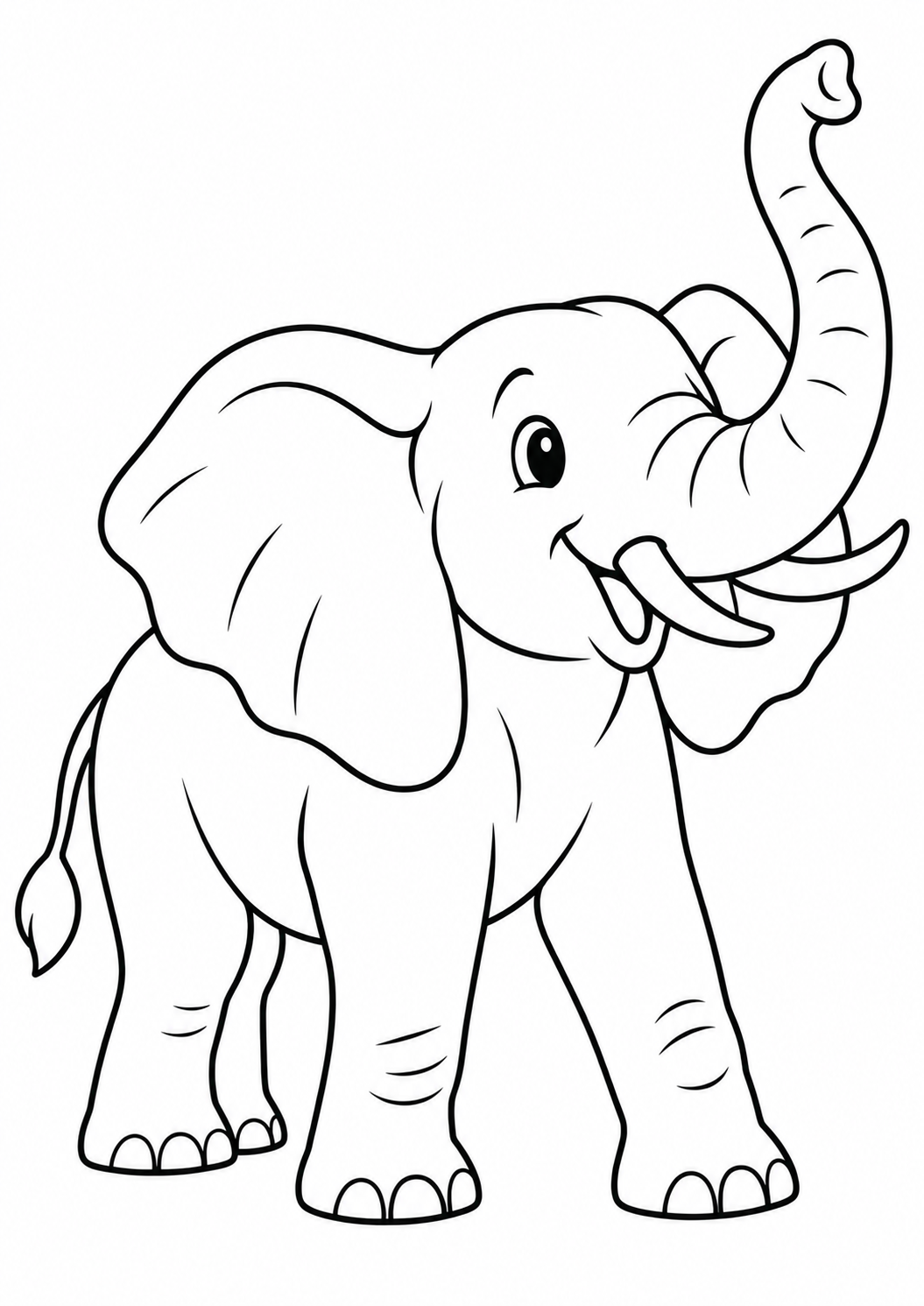 Éléphant qui lève la trompe : coloriage original à imprimer