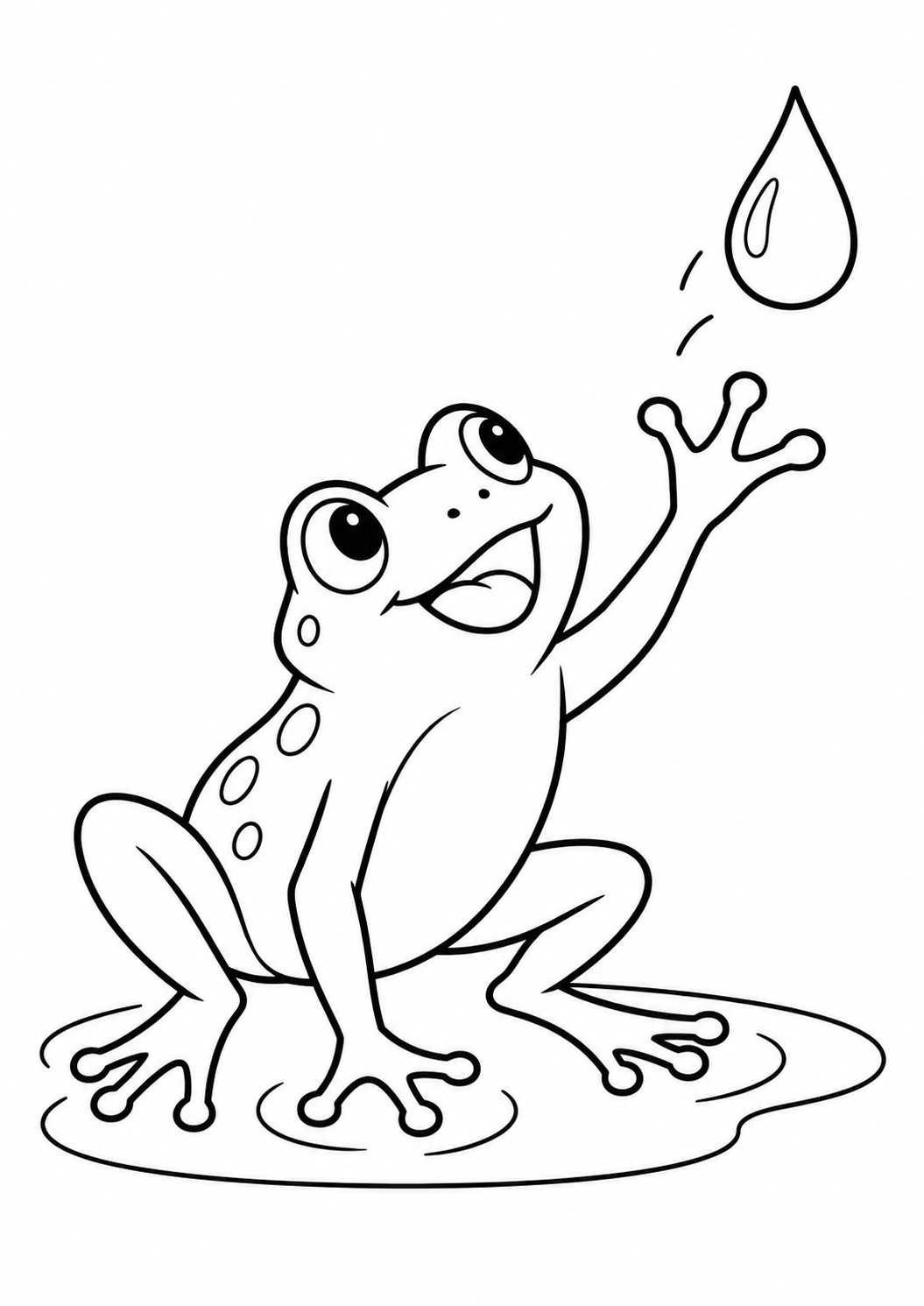 Grenouille et goutte d’eau : coloriage original à imprimer