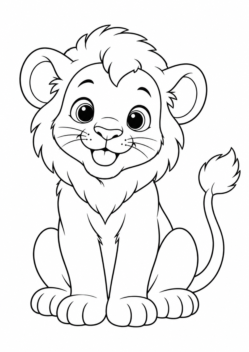 Petit lion à colorier : coloriage original à imprimer