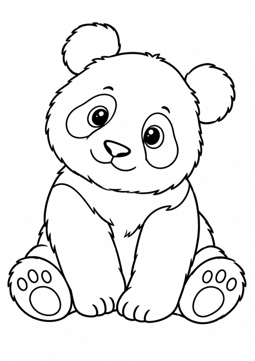 Bébé panda assis : coloriage original à imprimer
