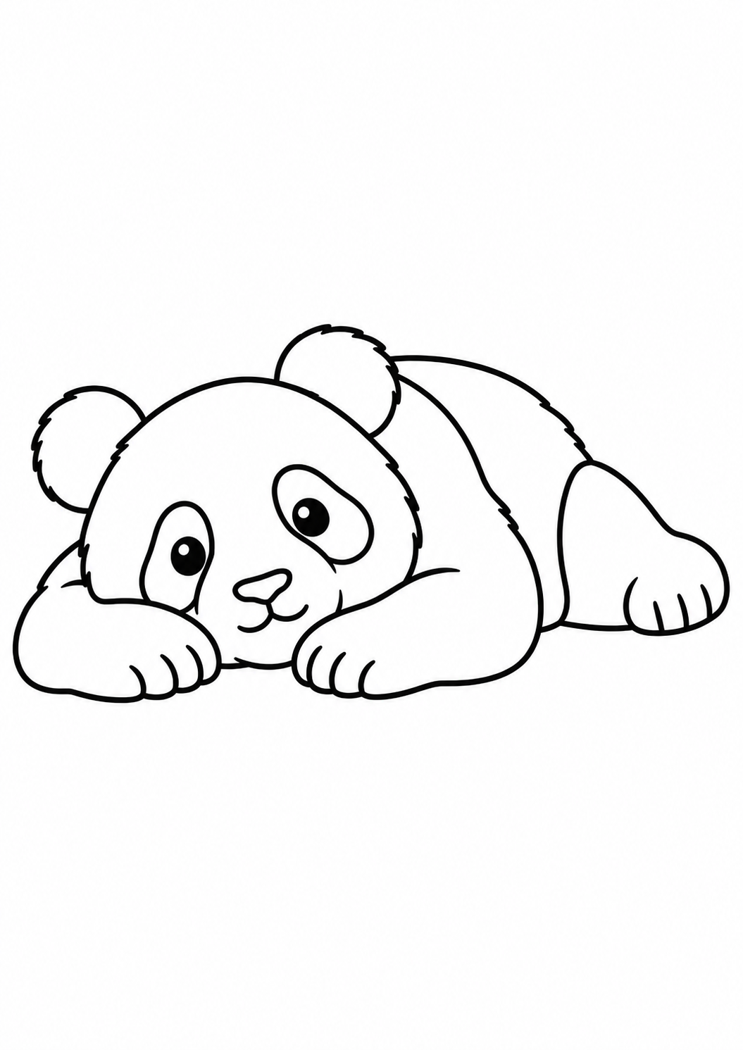 Panda allongé : coloriage original à imprimer