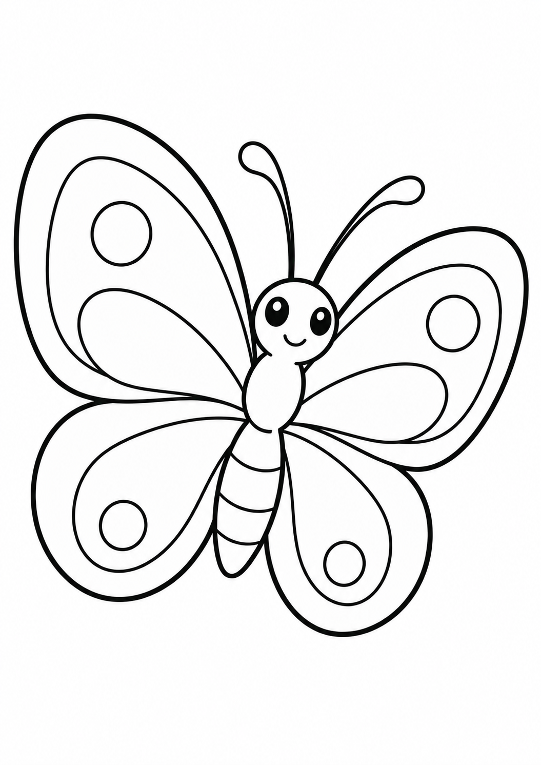 Papillon aux ailes arrondies : coloriage original à imprimer