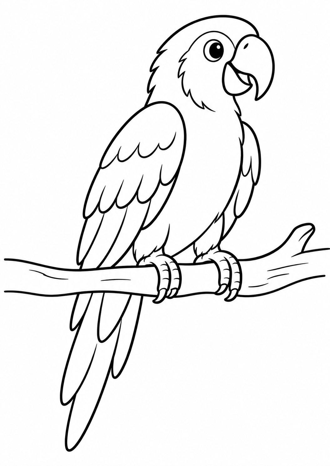 Perroquet sur sa branche : coloriage original à imprimer