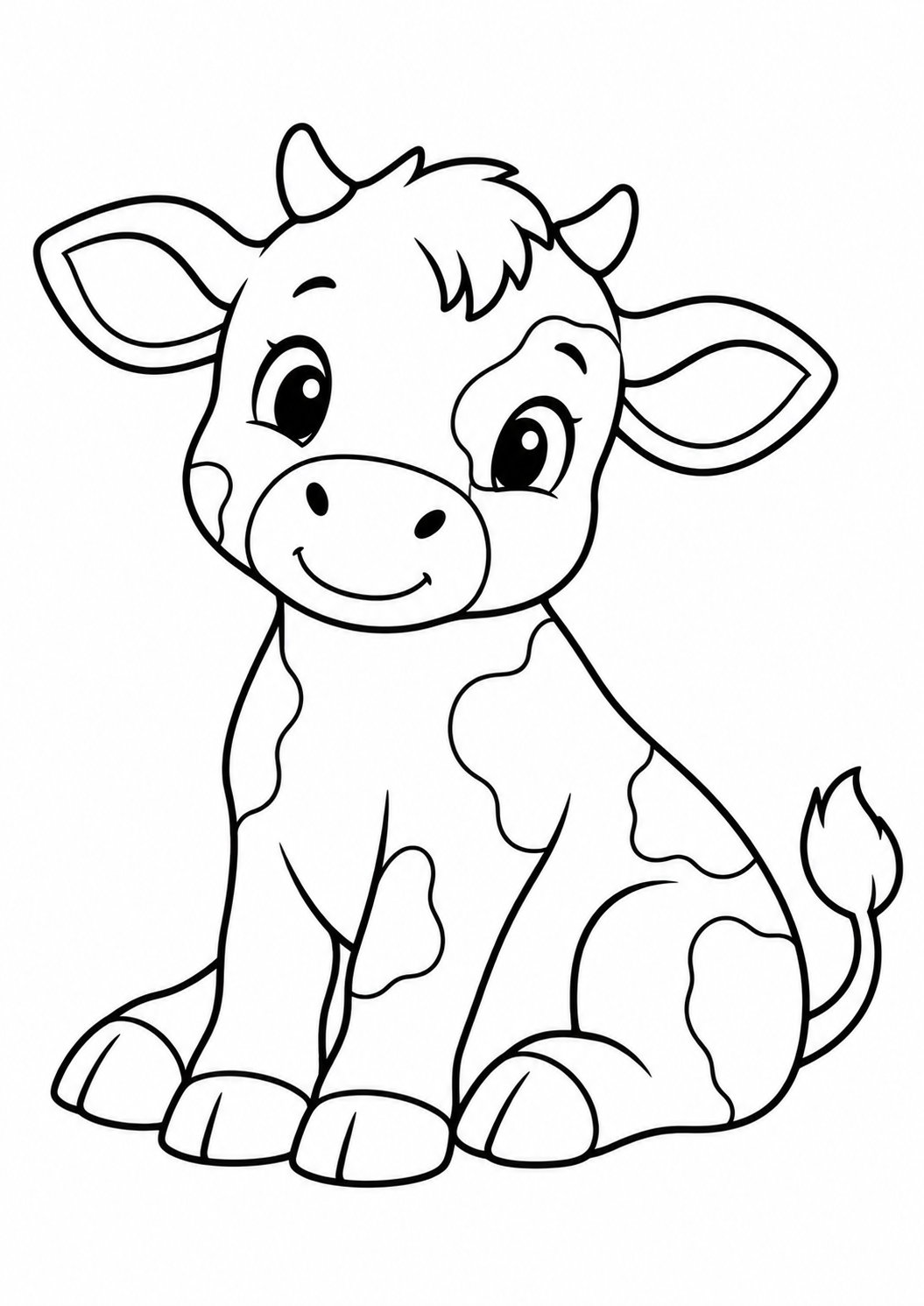 Petit veau assis : coloriage original à imprimer