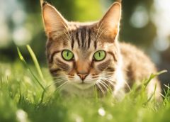 mon chat chasse dans le jardin