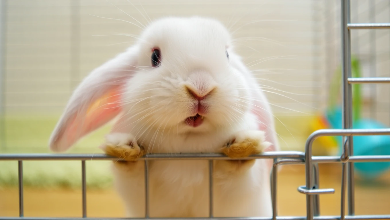 mon lapin ronge ses barreaux